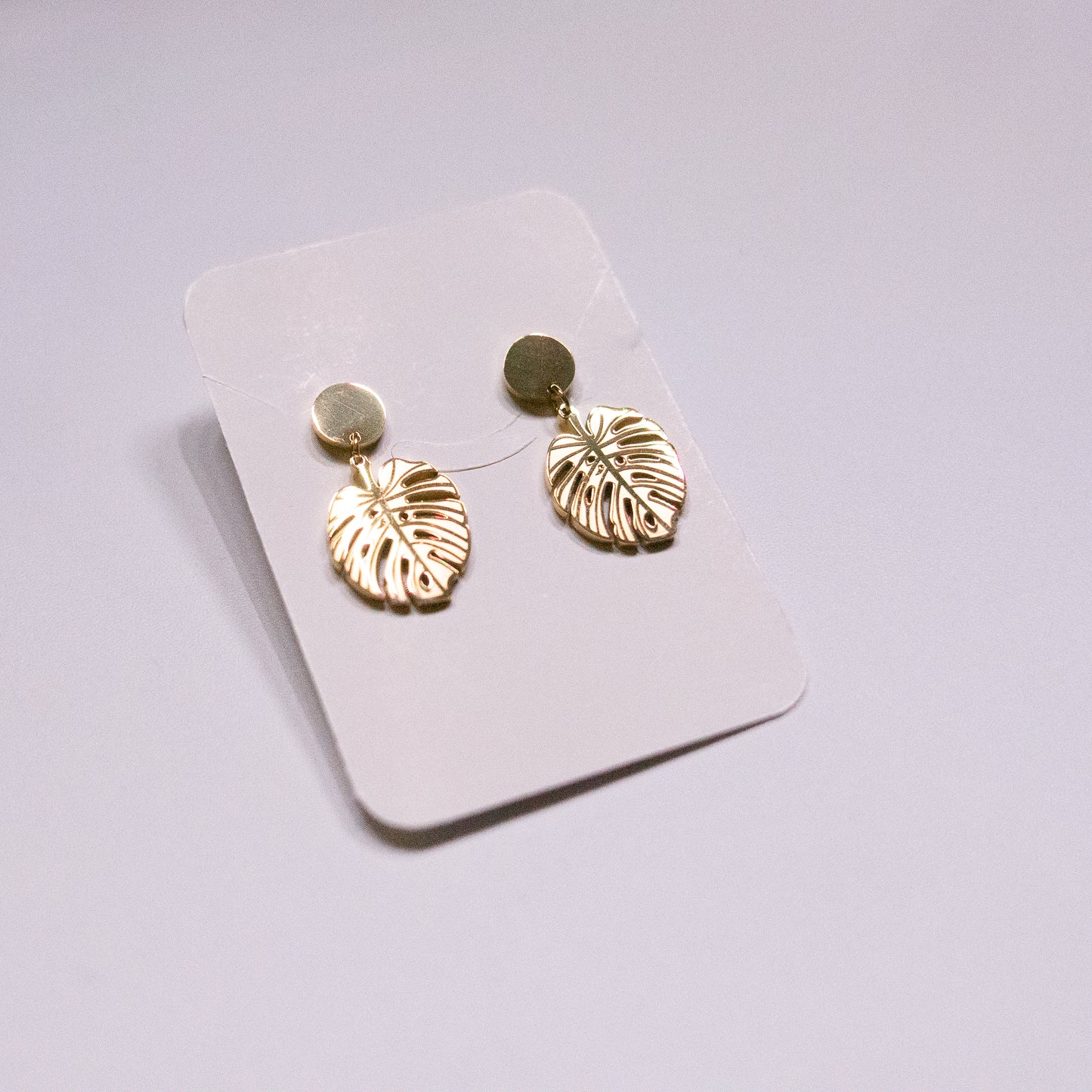 Gold Monstera Earrings