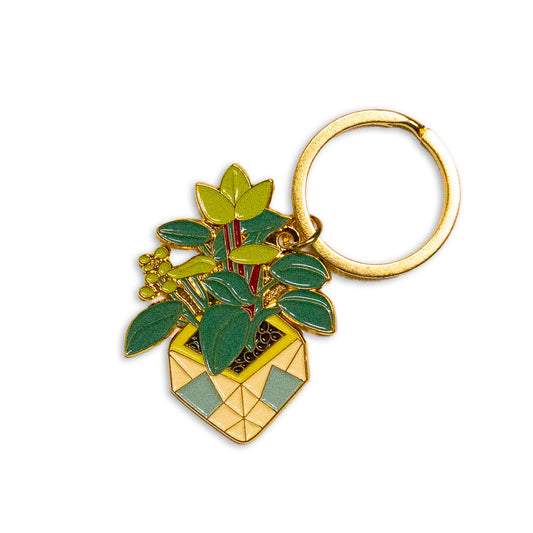 Gold Custom Plant Keychain